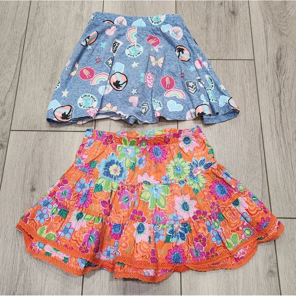Girls 4T Skort Skirt Bundle Blue Graphic Floral Lace The Childrens Place Cotton